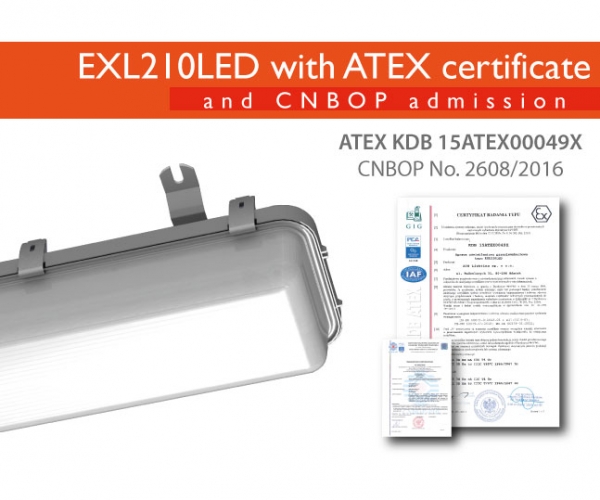 EXL210LED with CNBOP admission and ATEX certificate